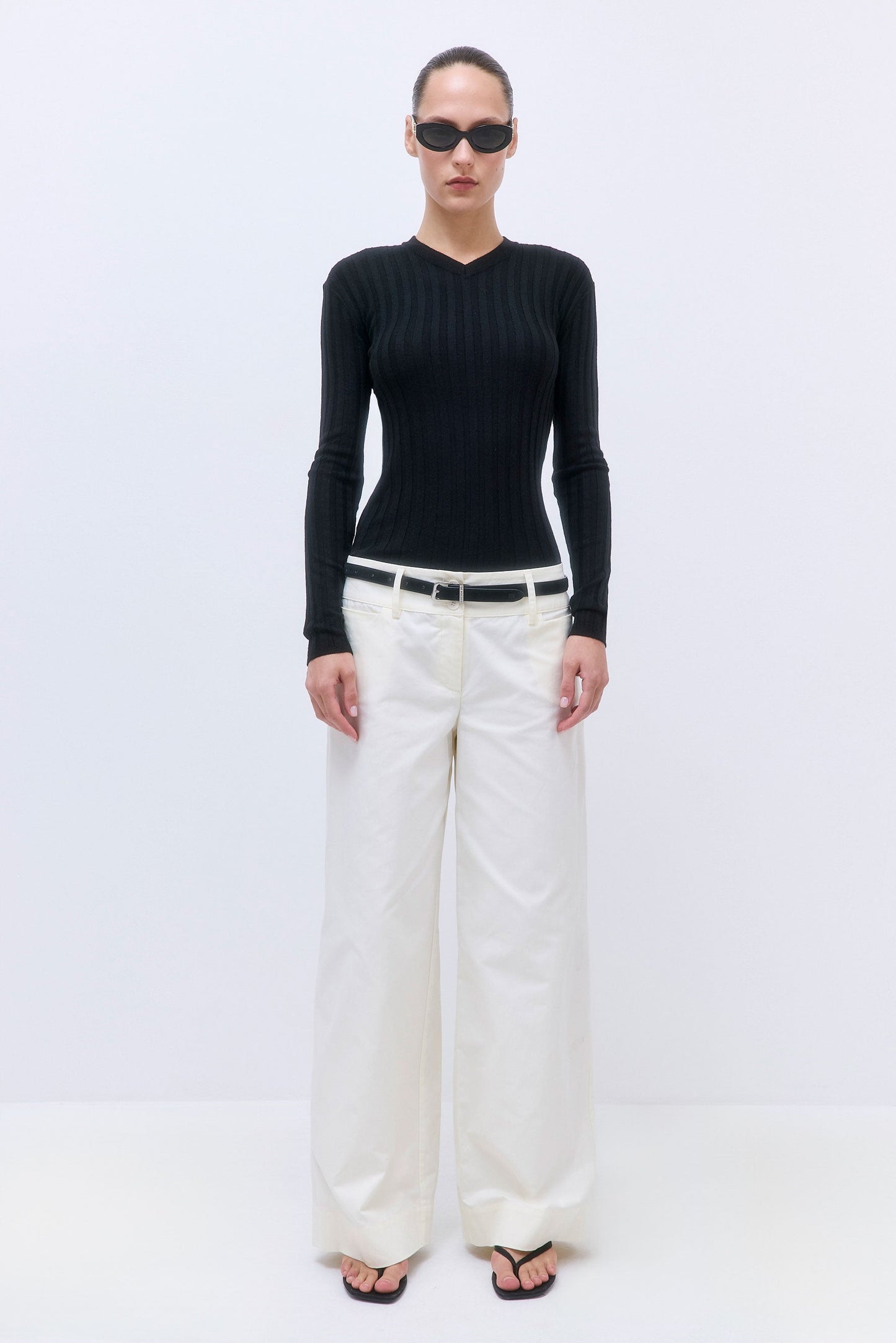 Soft Ribbed V Neck