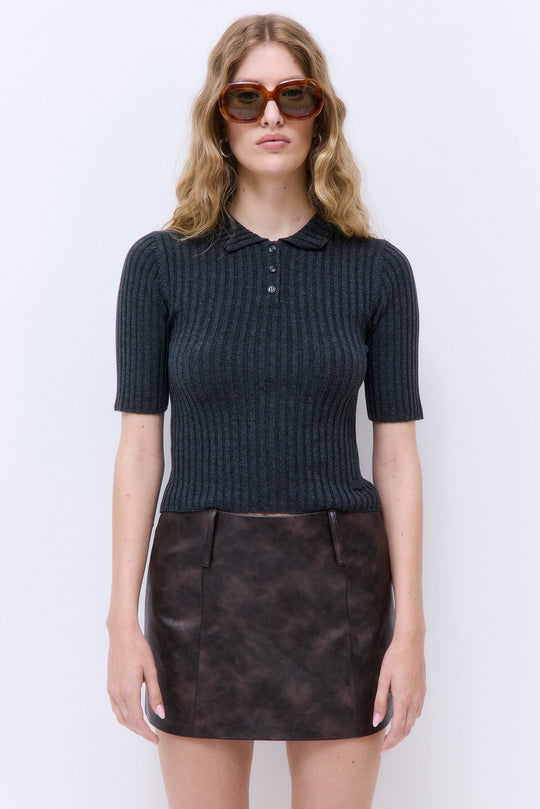Mid Sleeved Rib Polo - Dé Rococo