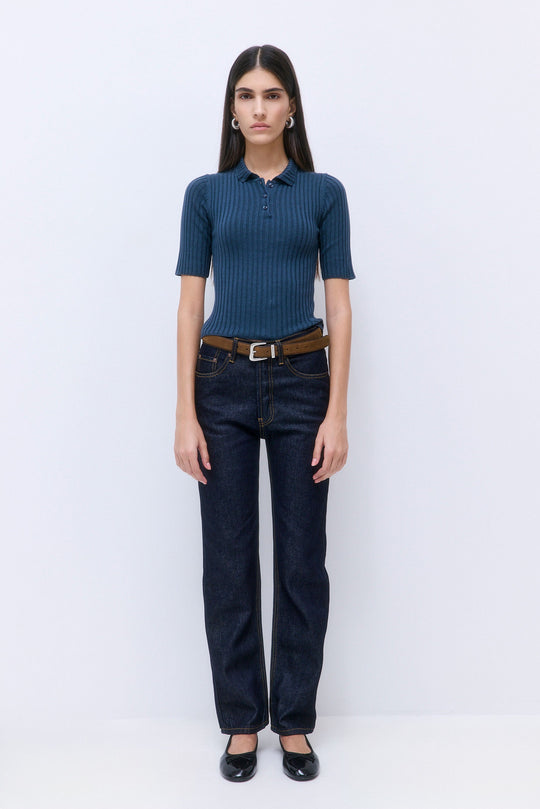 Mid Sleeved Rib Polo - Dé Rococo