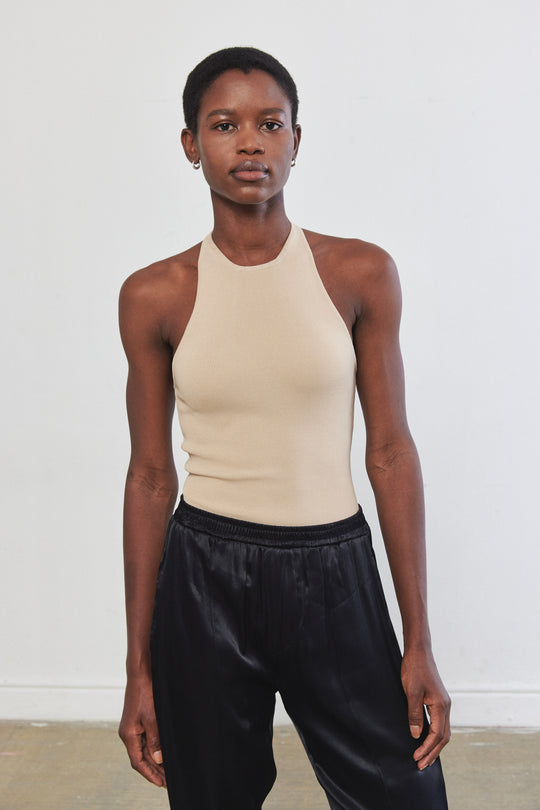 Tight Ribbed Halter Top - Dé Rococo