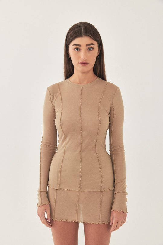 Long Sleeve Soft Curling Sheer Shirt - Dé Rococo