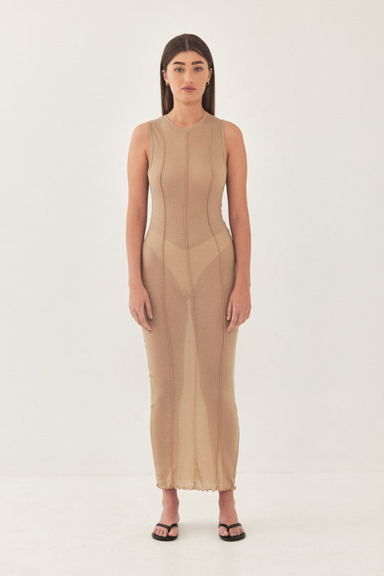 Sleeveless Maxi Soft Curling Sheer Dress - Dé Rococo