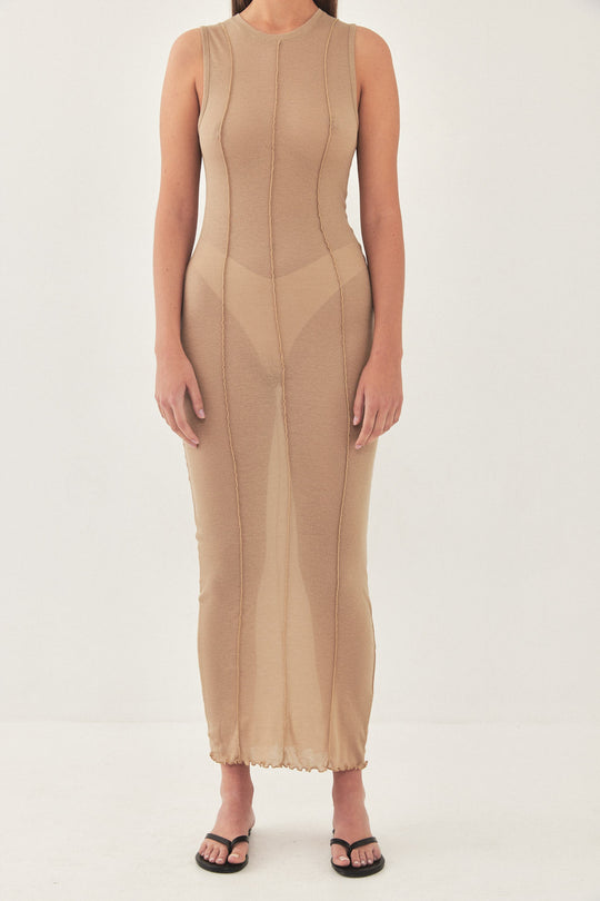 Sleeveless Maxi Soft Curling Sheer Dress - Dé Rococo