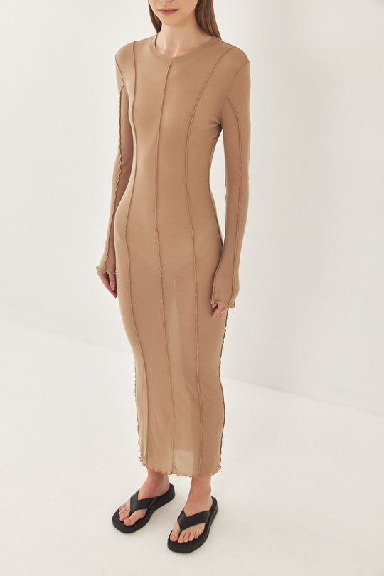 Long Sleeve Maxi Soft Curling Sheer Dress - Dé Rococo