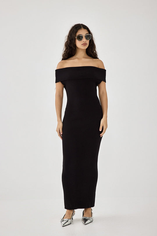 Off Shoulder Tight Ribbed Dress - Dé Rococo