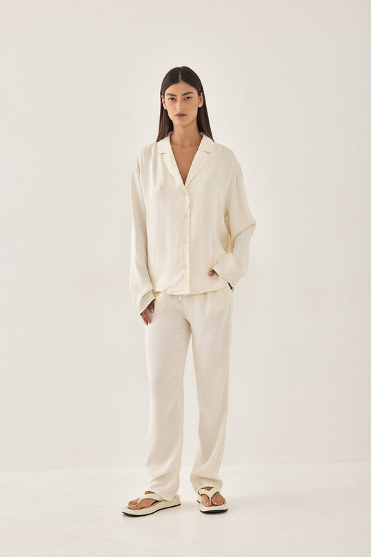 Satin Button Up Blouse - Dé Rococo