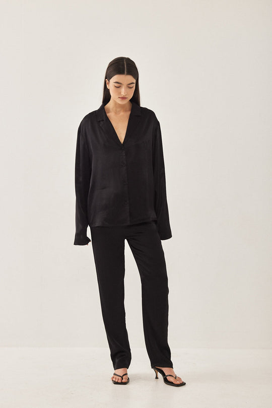 Satin Button Up Blouse - Dé Rococo