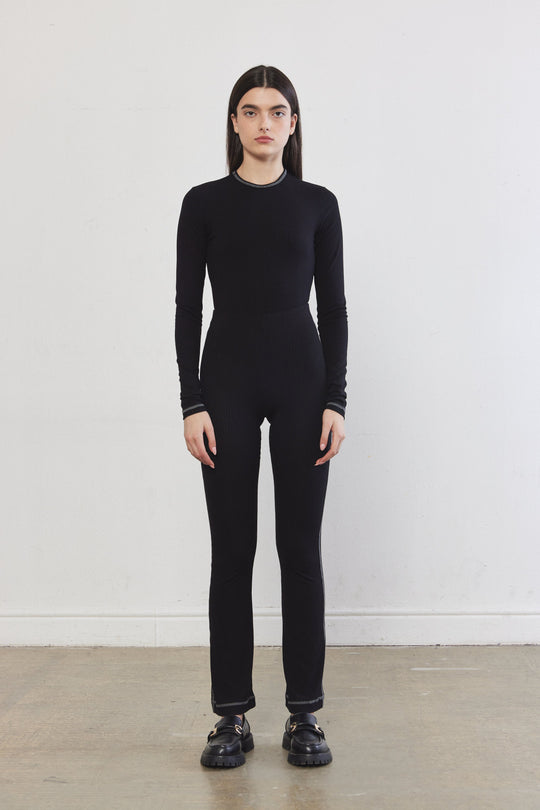 Ribbed Flat-Lock Flare Leggings - Dé Rococo