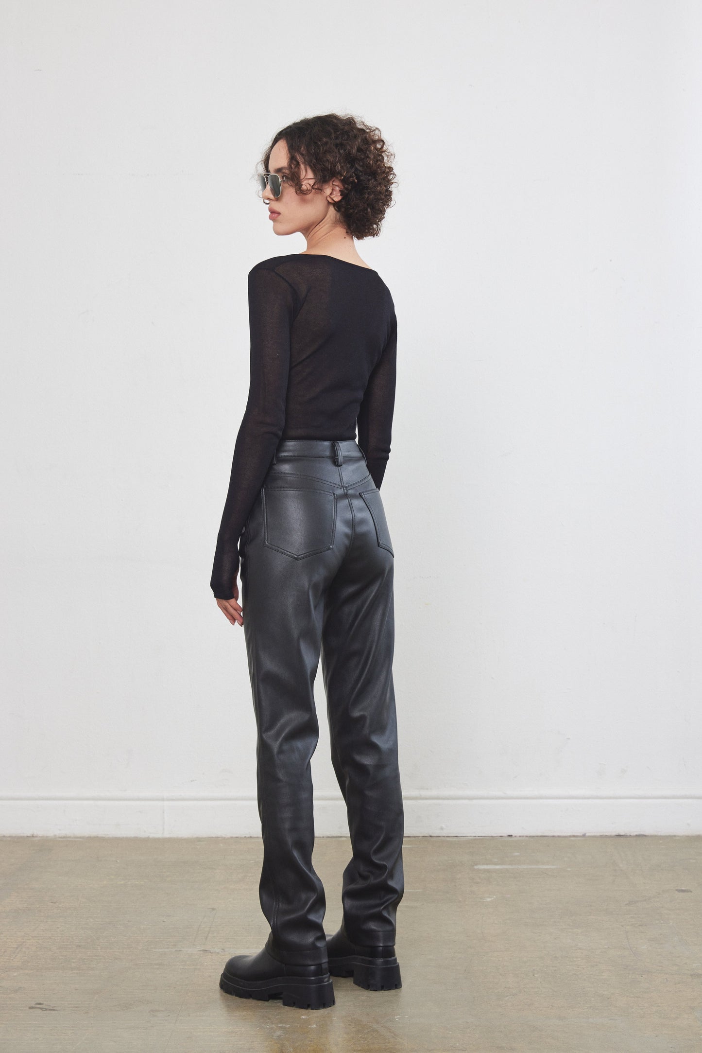Vegan Leather Straight Pants - Dé Rococo
