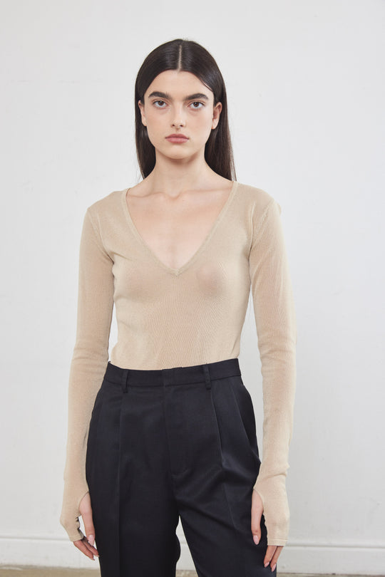 Sheer V Neck Top - Dé Rococo