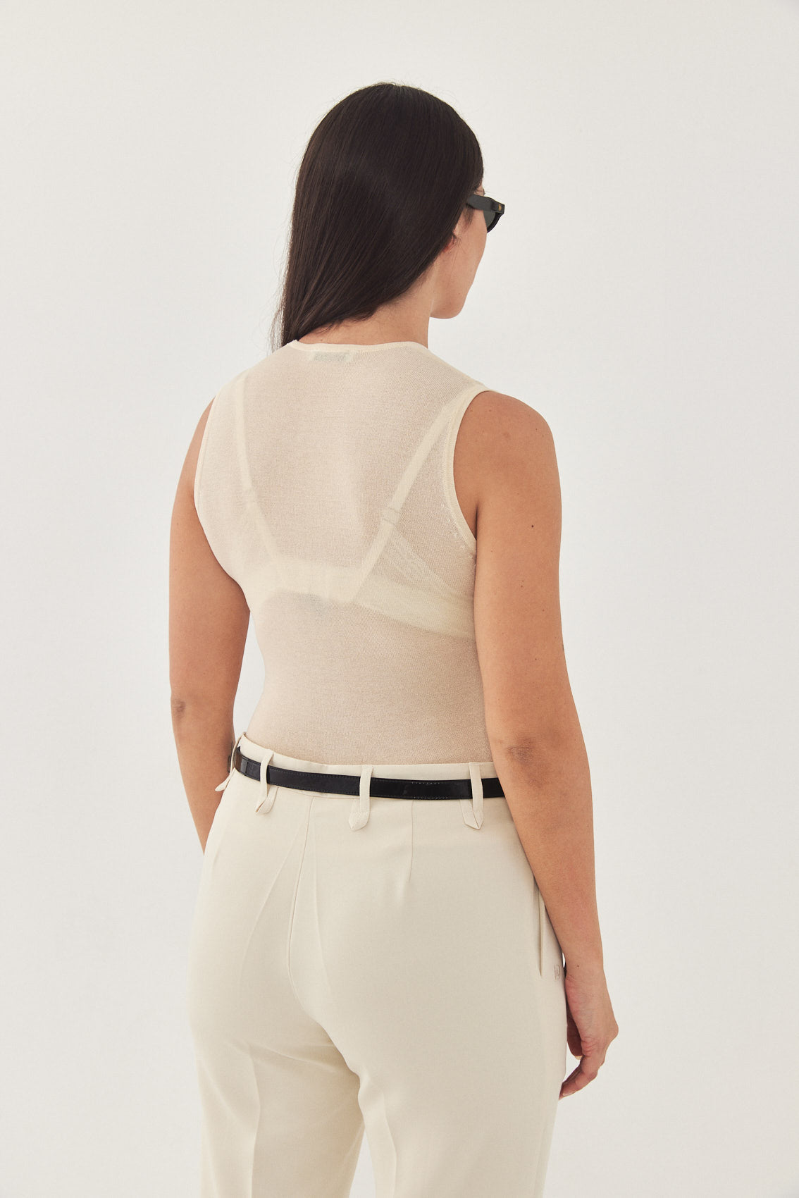 Sheer Knitted Muscle T - Dé Rococo