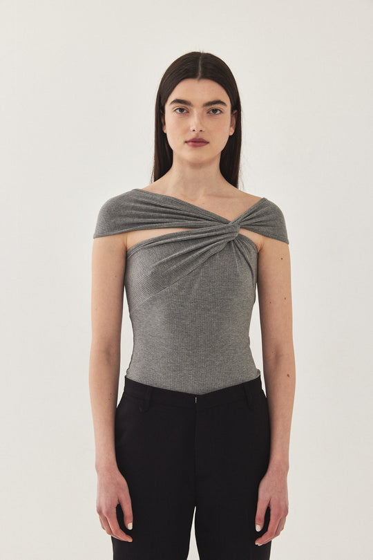 Off Shoulder Ribbed Tank Top - Dé Rococo