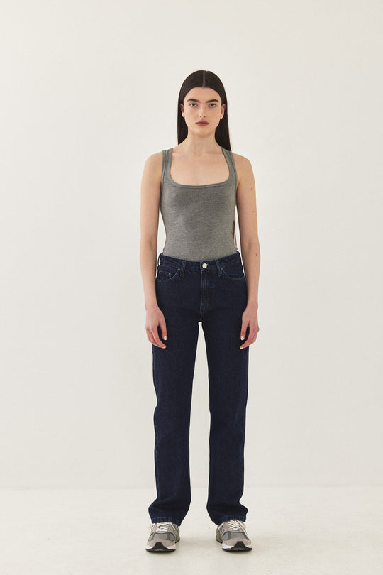 Square Neck Ribbed Tank Top - Dé Rococo