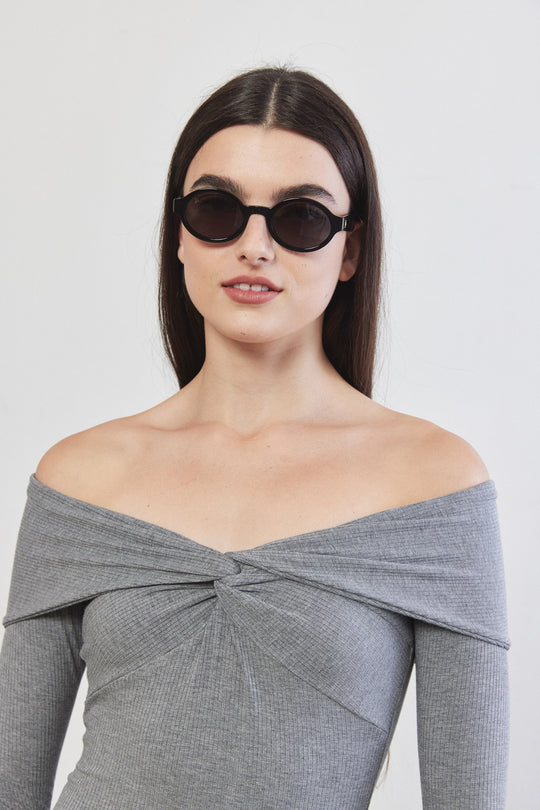 Off Shoulder Ribbed Dress - Dé Rococo