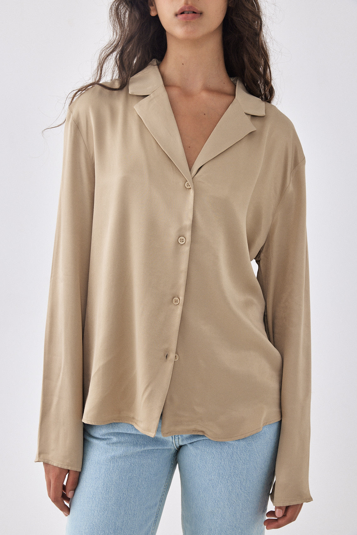 Satin Button Up Blouse - Dé Rococo