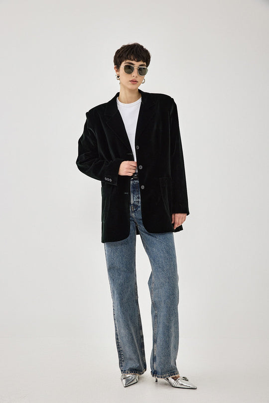 Oversized Rigid Velvet Blazer - Dé Rococo