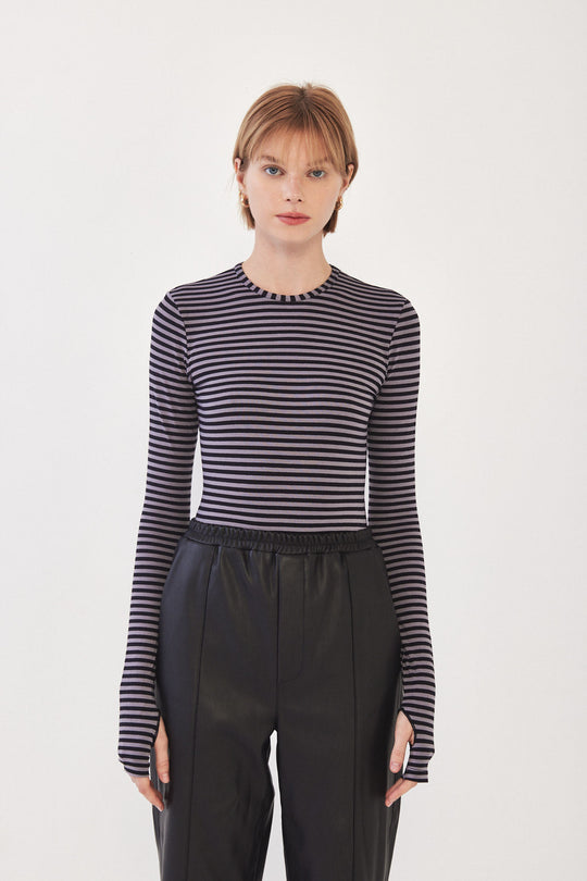 Fitted Striped Long Sleeve Shirt - Dé Rococo
