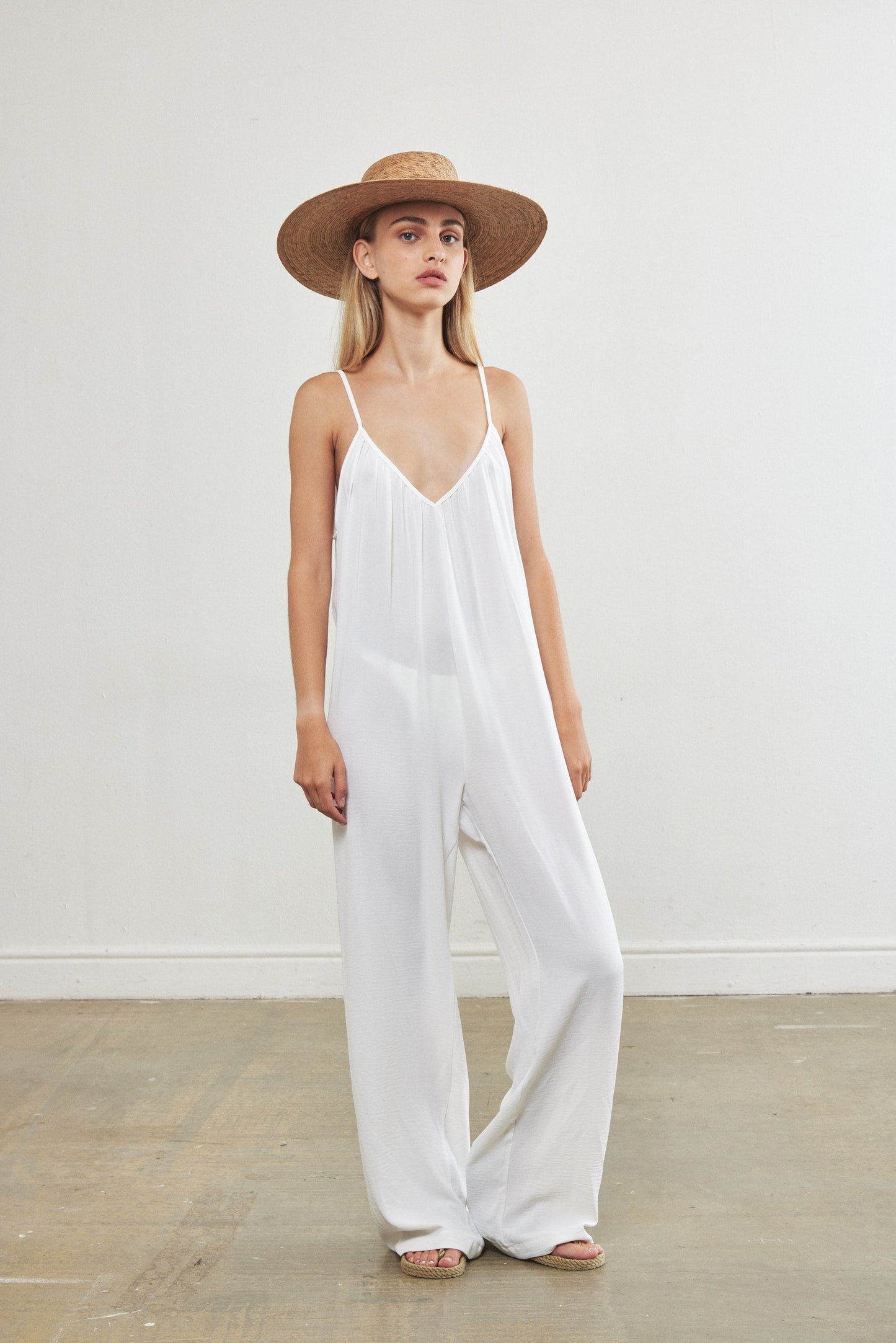 Deep V Neck Jumpsuit