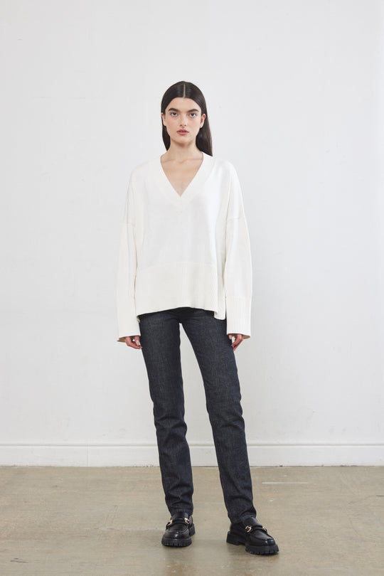V Neck Cotton Sweater