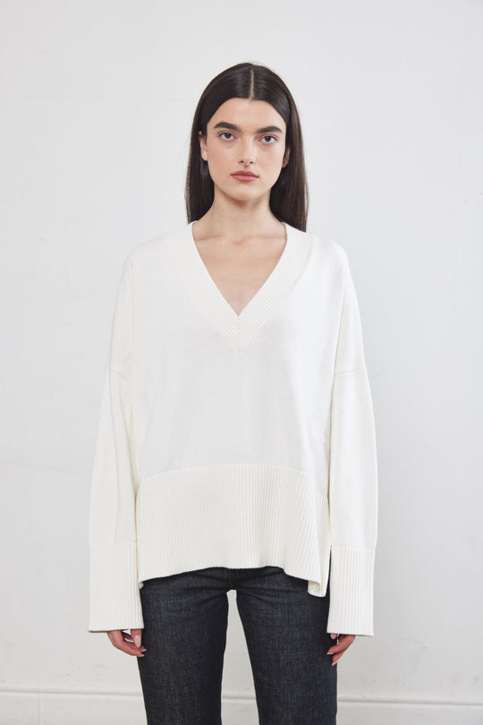 V Neck Cotton Sweater