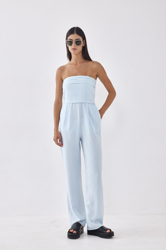 Strapless Pleat Detail Jumpsuit - Dé Rococo