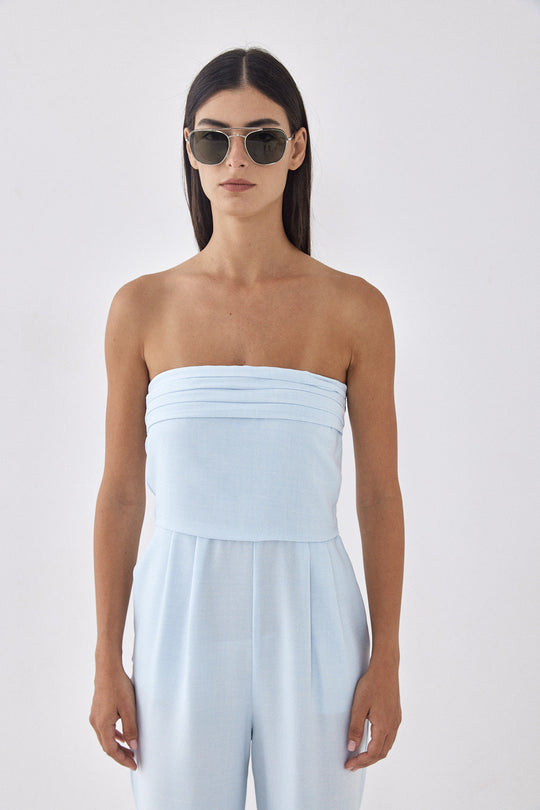 Strapless Pleat Detail Jumpsuit - Dé Rococo