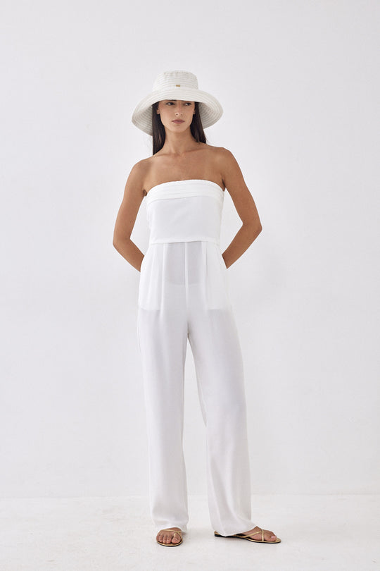 Strapless Pleat Detail Jumpsuit - Dé Rococo