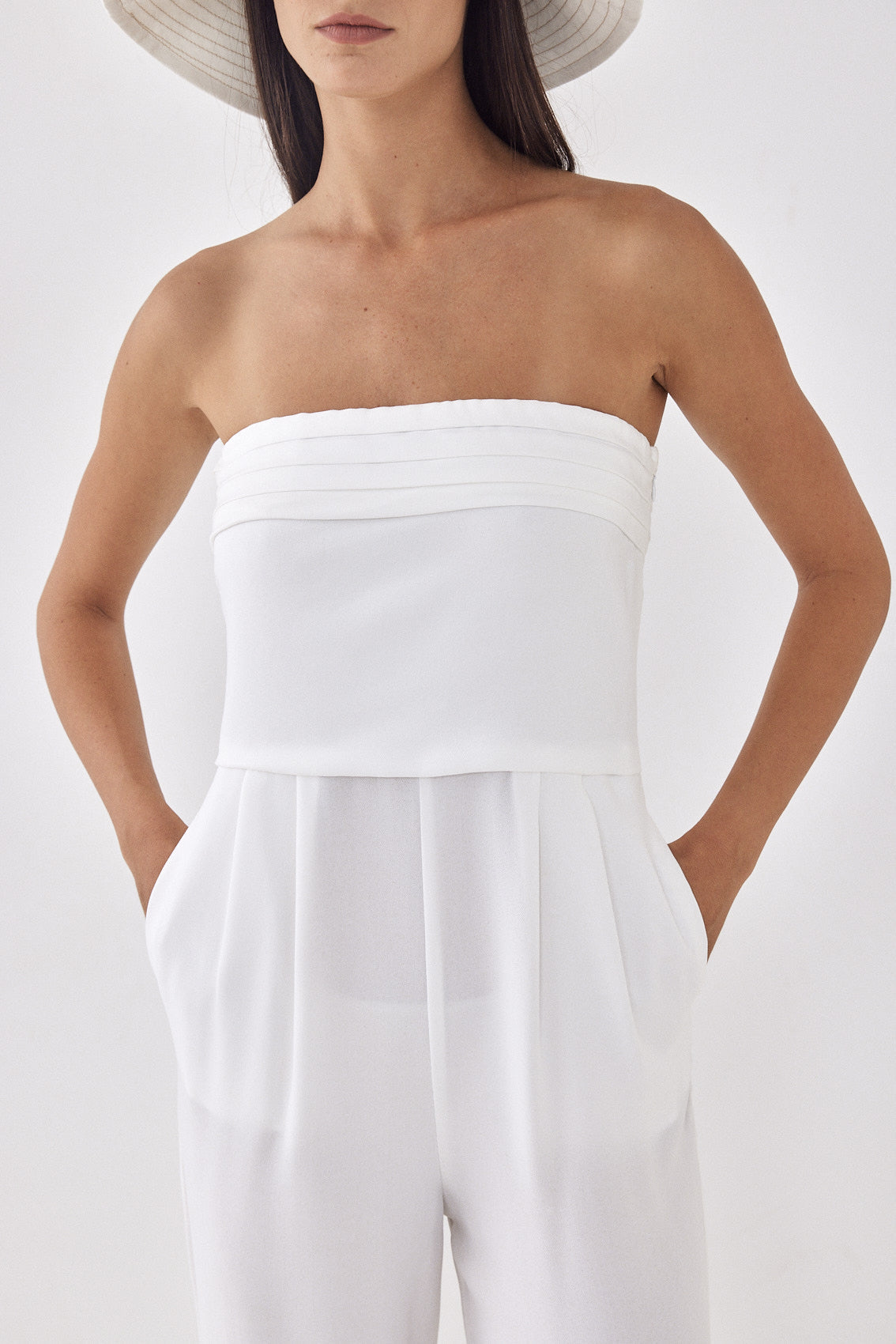 Strapless Pleat Detail Jumpsuit - Dé Rococo