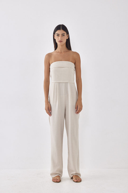 Strapless Pleat Detail Jumpsuit - Dé Rococo