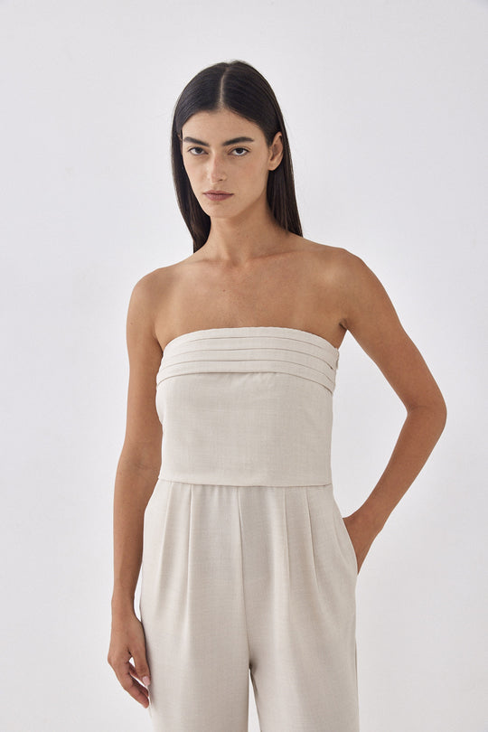 Strapless Pleat Detail Jumpsuit - Dé Rococo