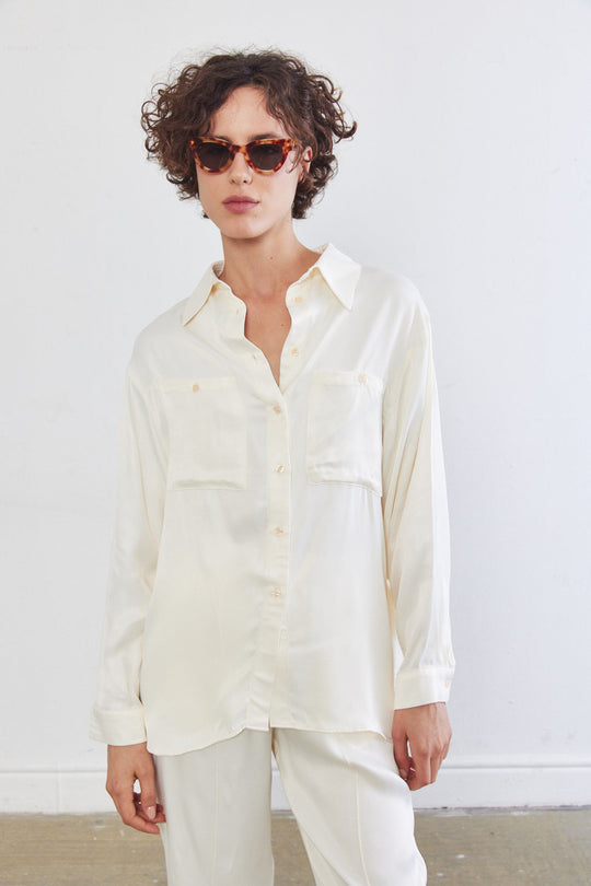 Satin Buttoned Blouse - Dé Rococo