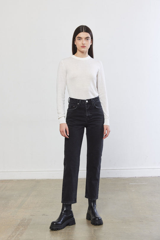 No.5| High Waist Straight Cropped Denim