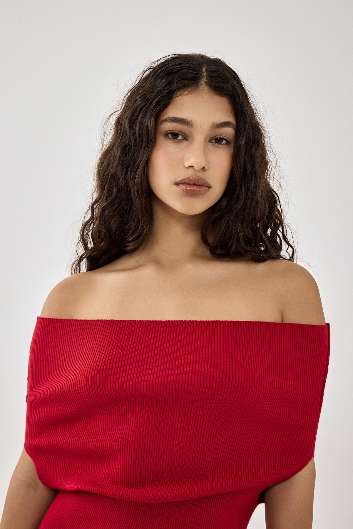 Off Shoulder Tight Ribbed Dress - Dé Rococo