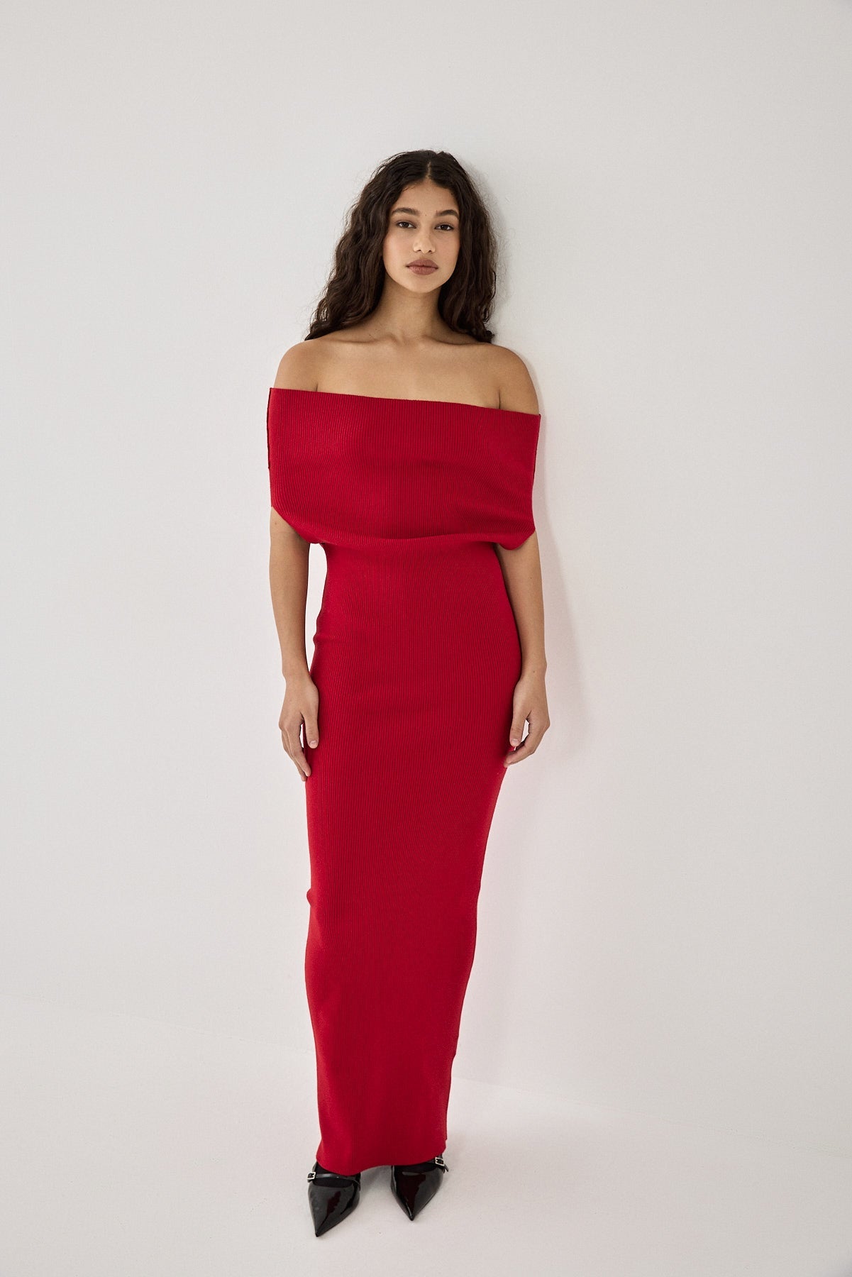 Off Shoulder Tight Ribbed Dress - Dé Rococo