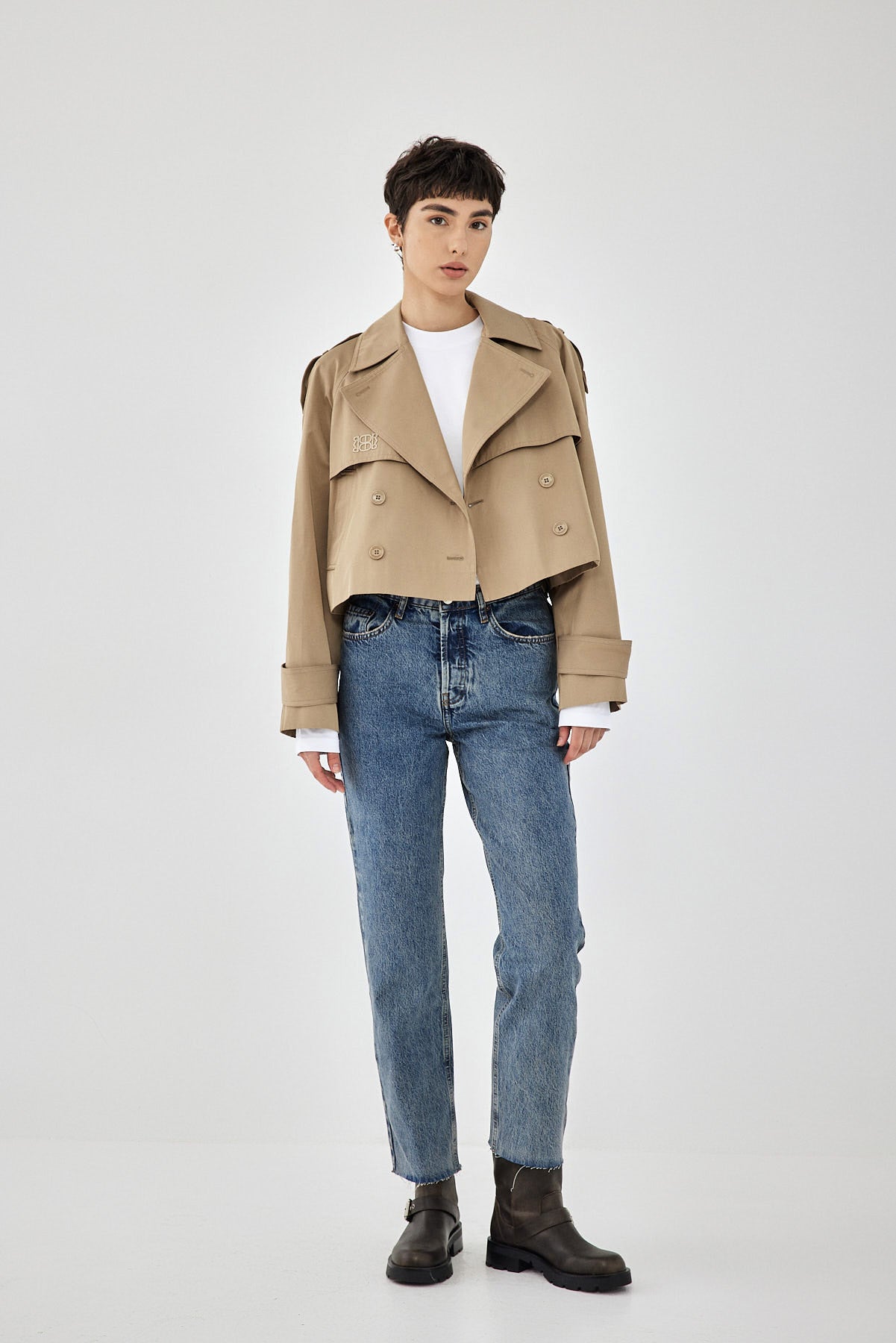 Double Breasted Cropped Trench Coat - Dé Rococo