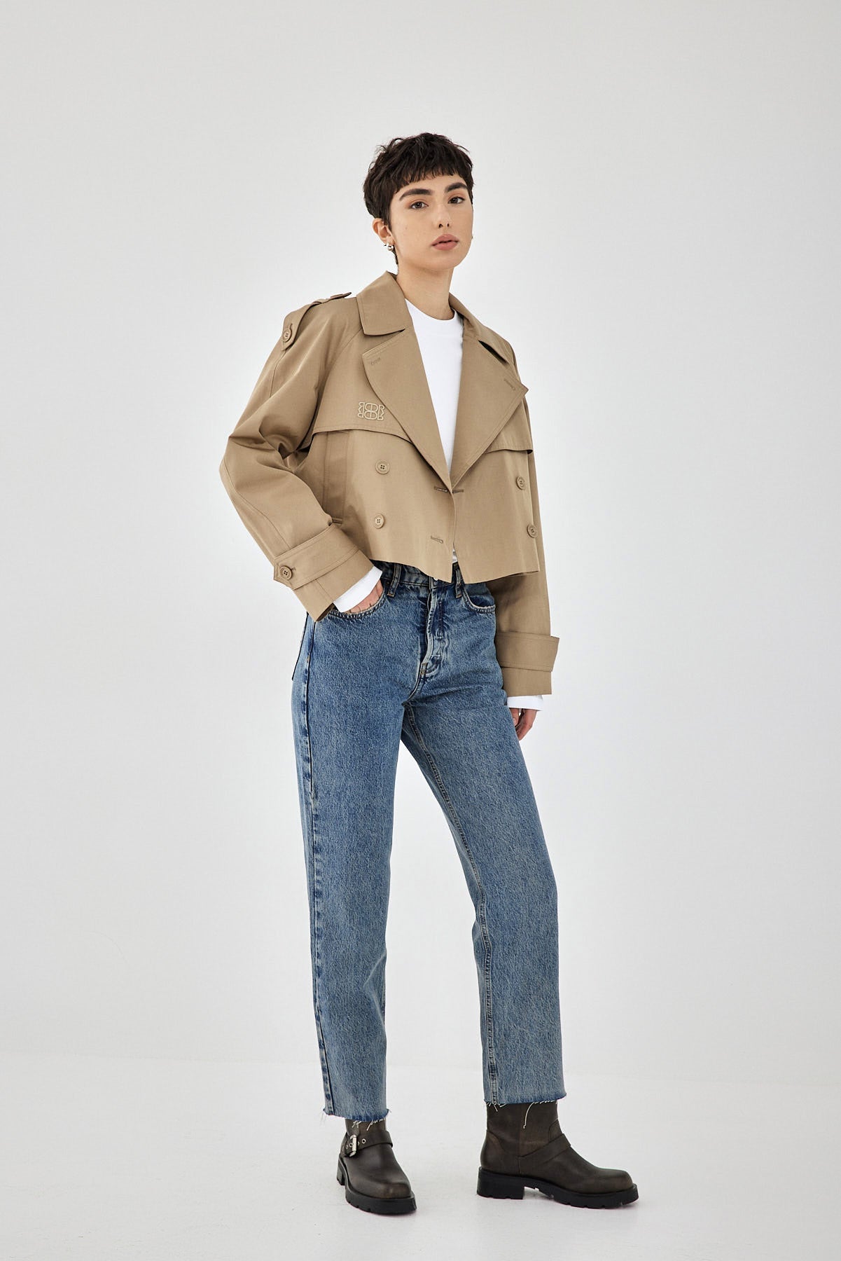 Double Breasted Cropped Trench Coat - Dé Rococo