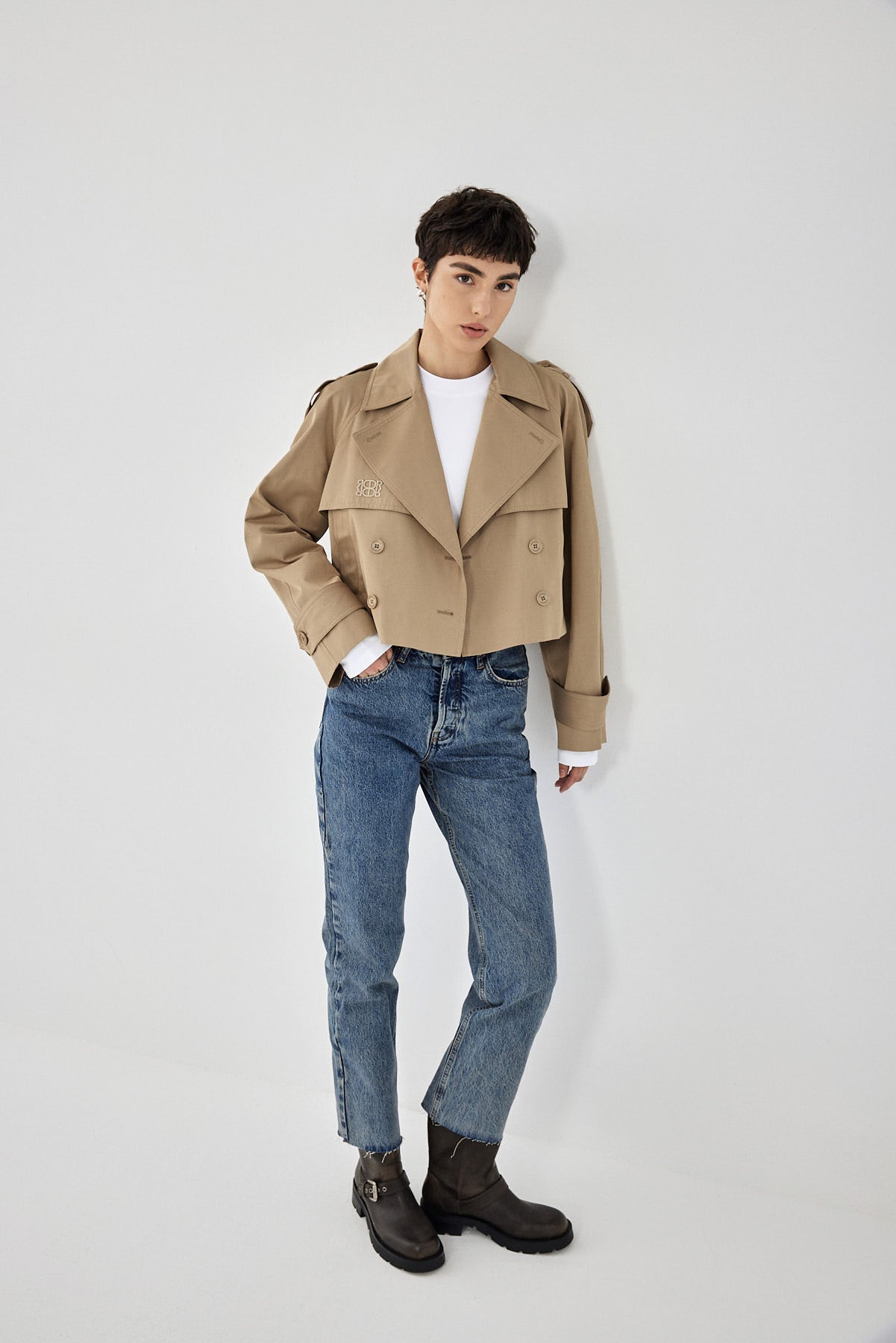 Double Breasted Cropped Trench Coat - Dé Rococo