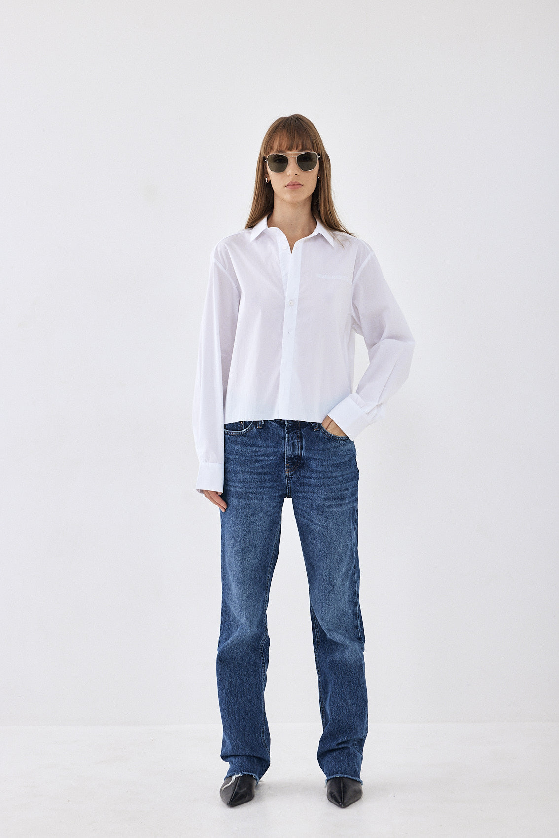 Cropped Poplin Button Down Shirt - Dé Rococo