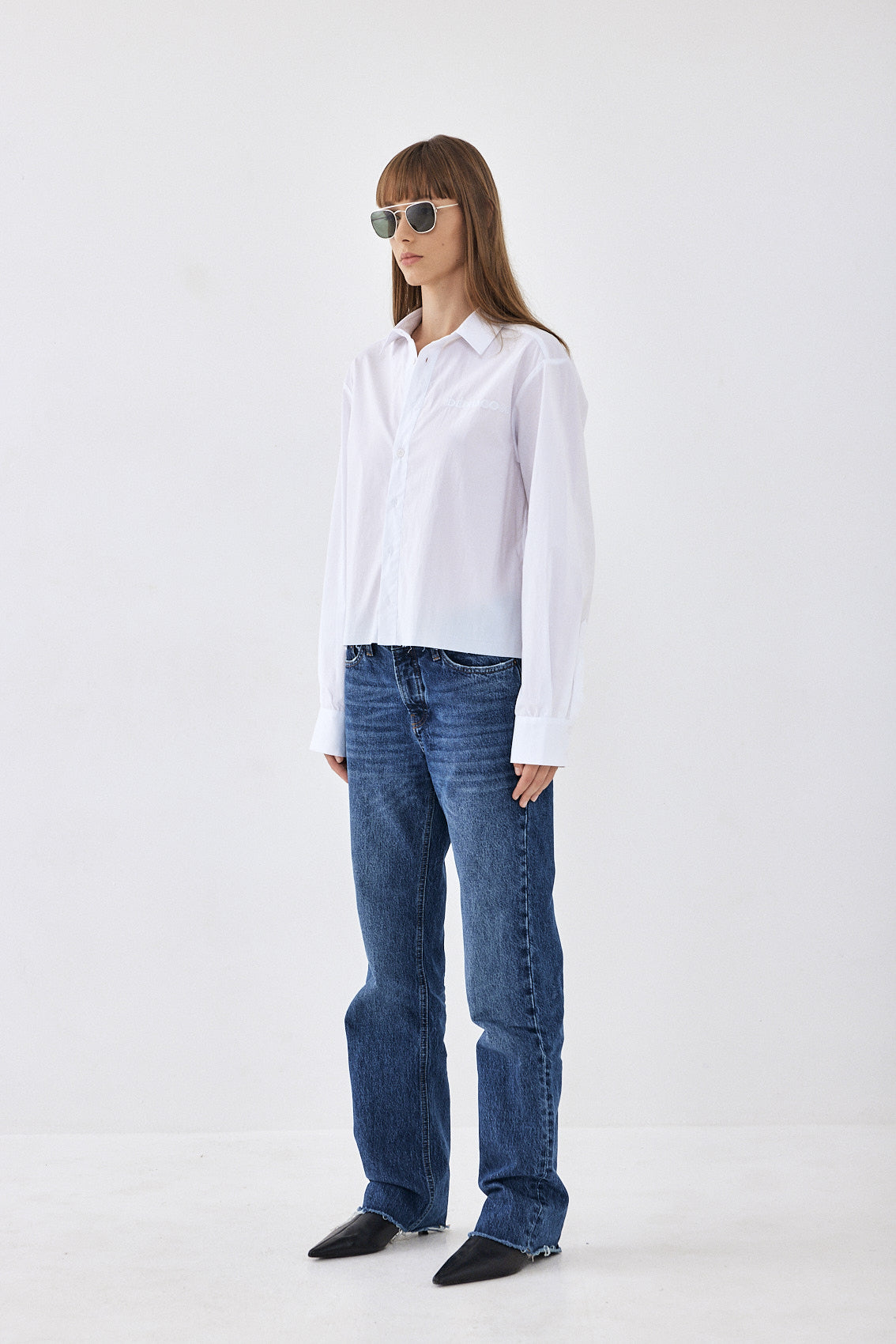 Cropped Poplin Button Down Shirt - Dé Rococo