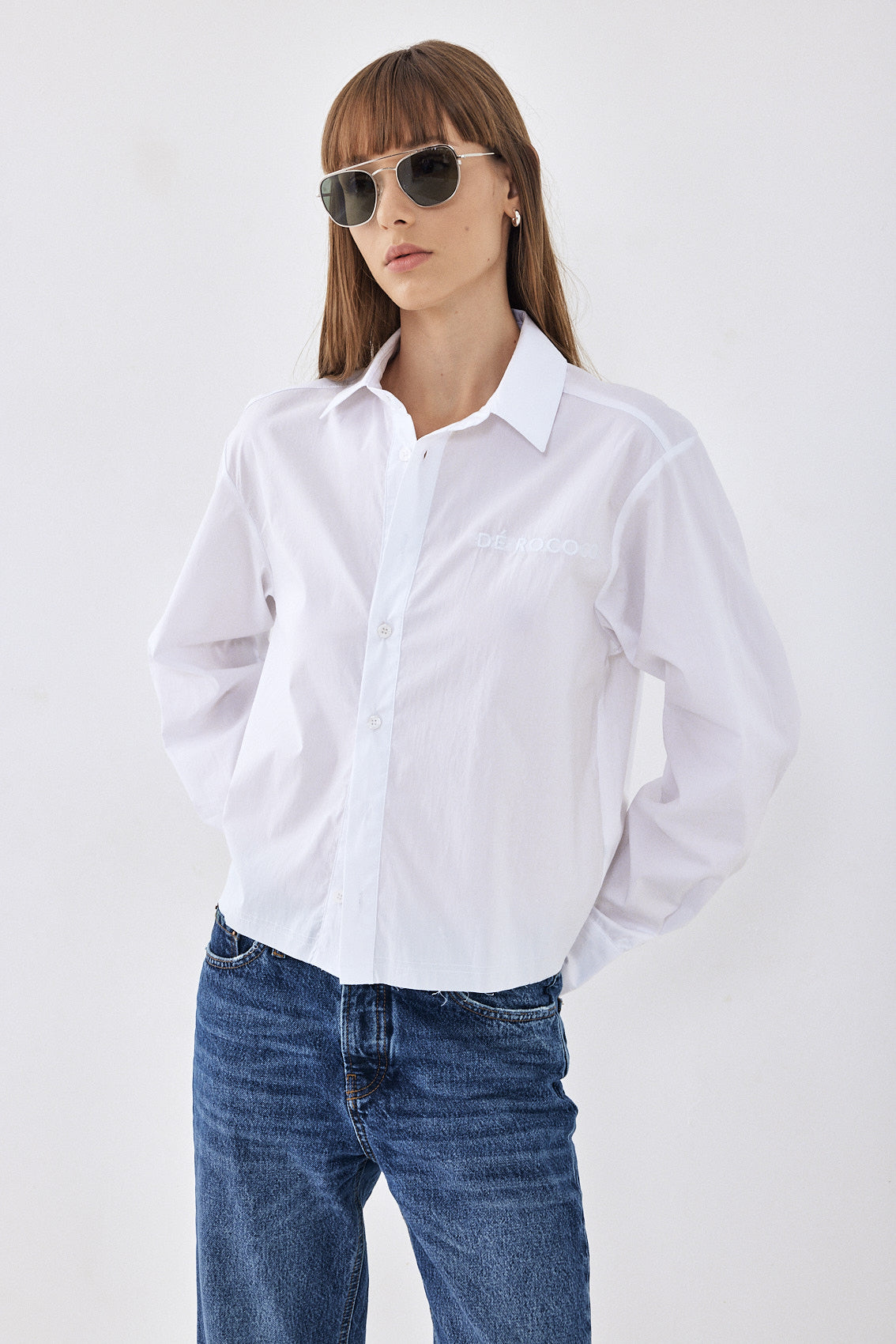 Cropped Poplin Button Down Shirt - Dé Rococo