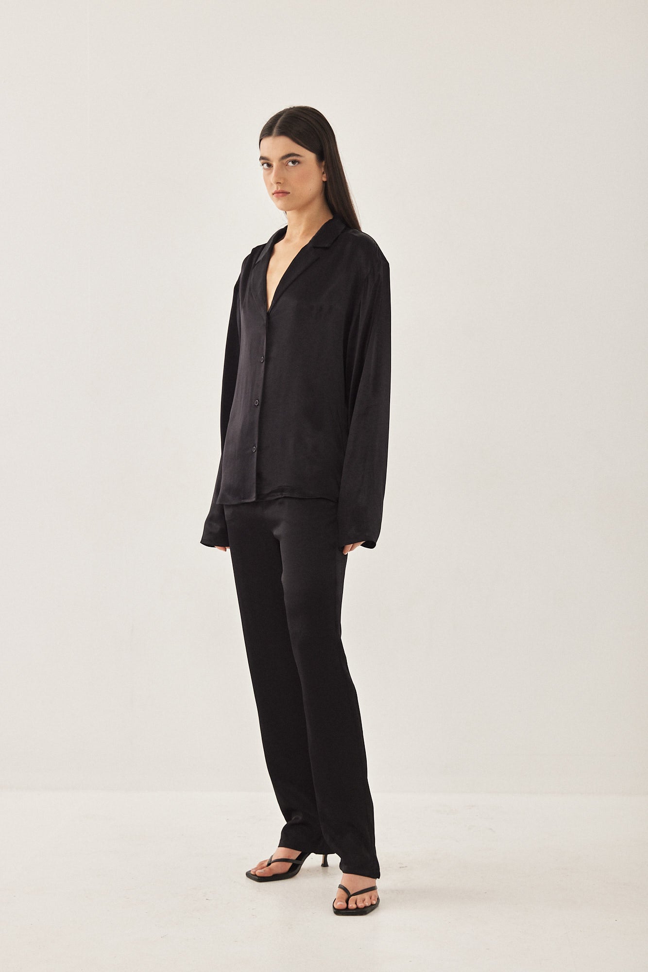 Satin Button Up Blouse - Dé Rococo