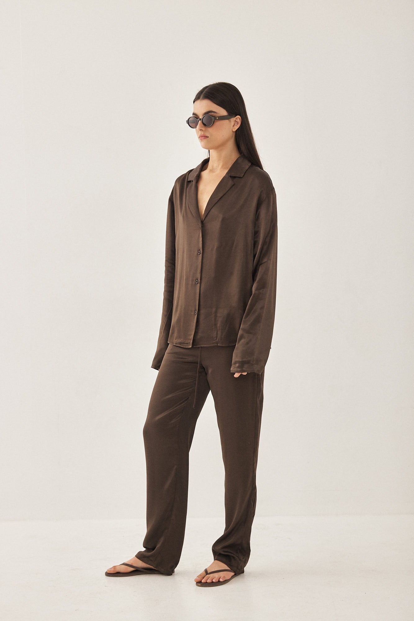 Satin Button Up Blouse - Dé Rococo