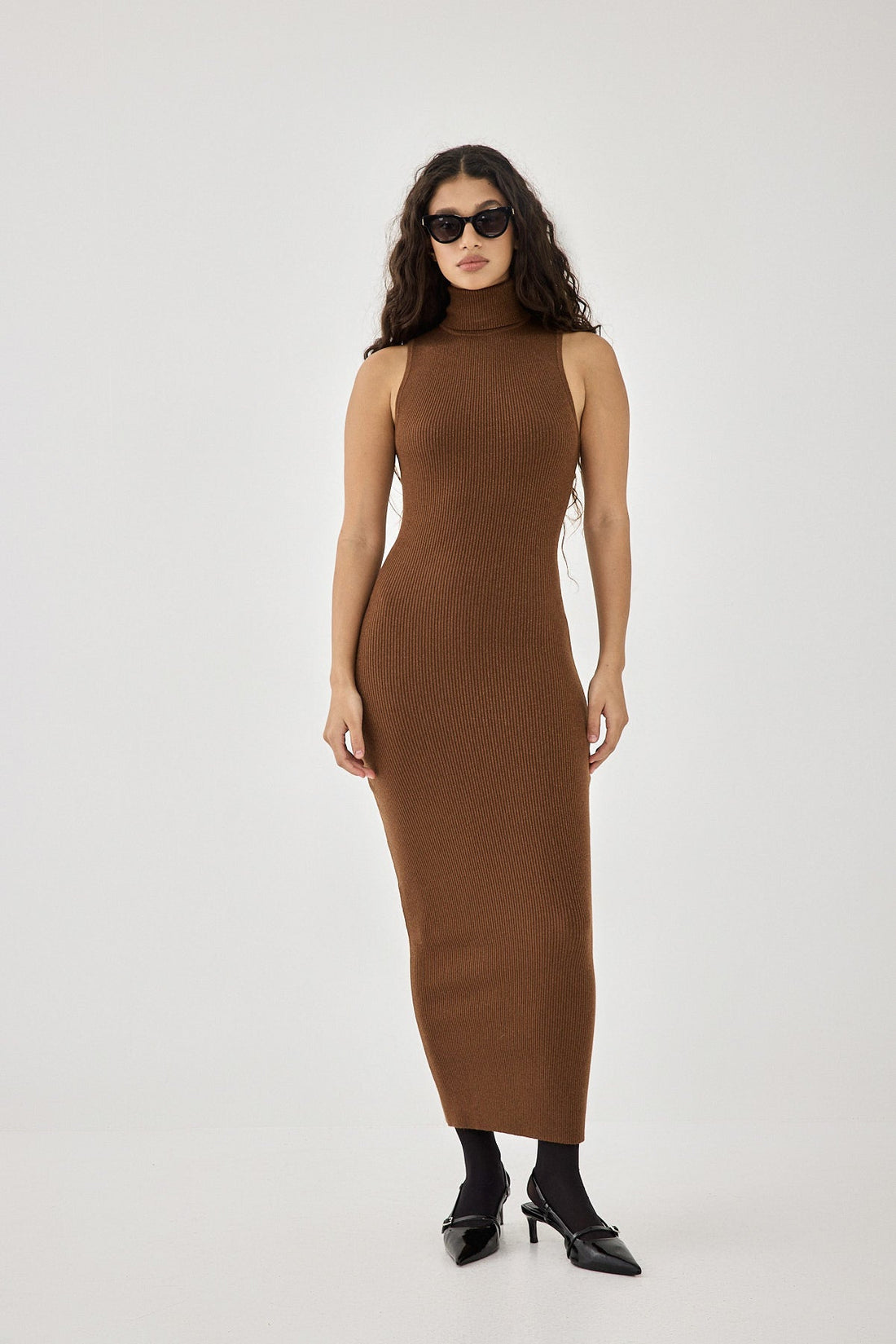Glitter Ribbed Turtleneck Dress Glitter Bronze / M / Tall - Glitter Bronze - D Rococo Glitter Ribbed Turtleneck Dress Glitter Bronze / M / Tall - Glitter Bronze - D Rococo