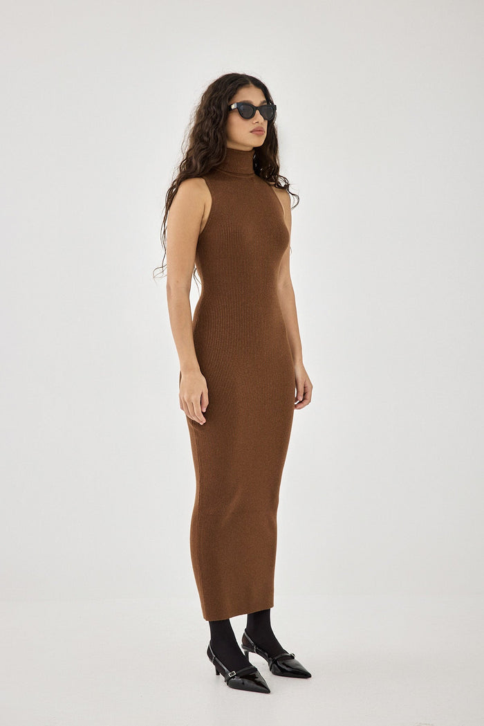 Glitter Ribbed Turtleneck Dress