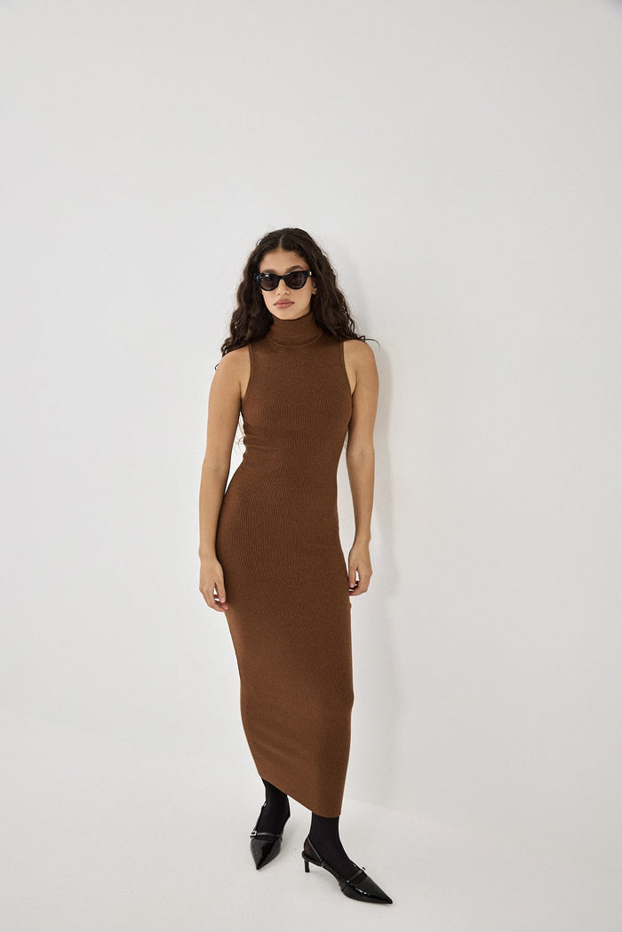 Glitter Ribbed Turtleneck Dress