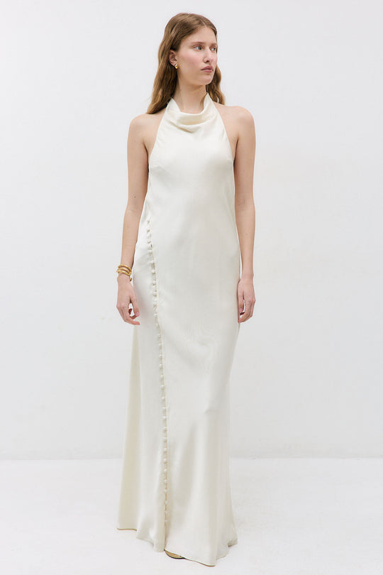 Satin Drape Maxi Dress