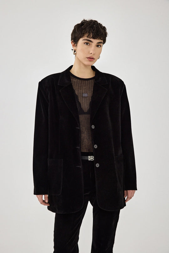 Oversized Rigid Velvet Blazer - Dé Rococo