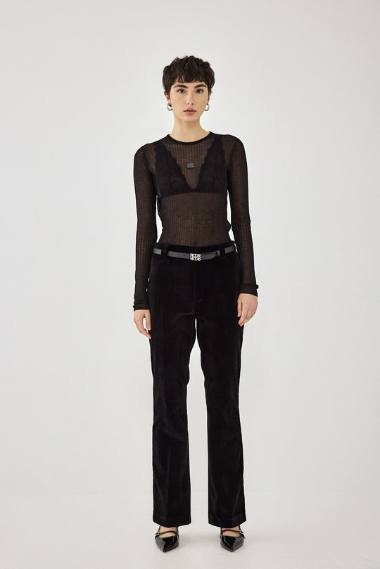 Rigid Velvet Bootcut Pants - Dé Rococo
