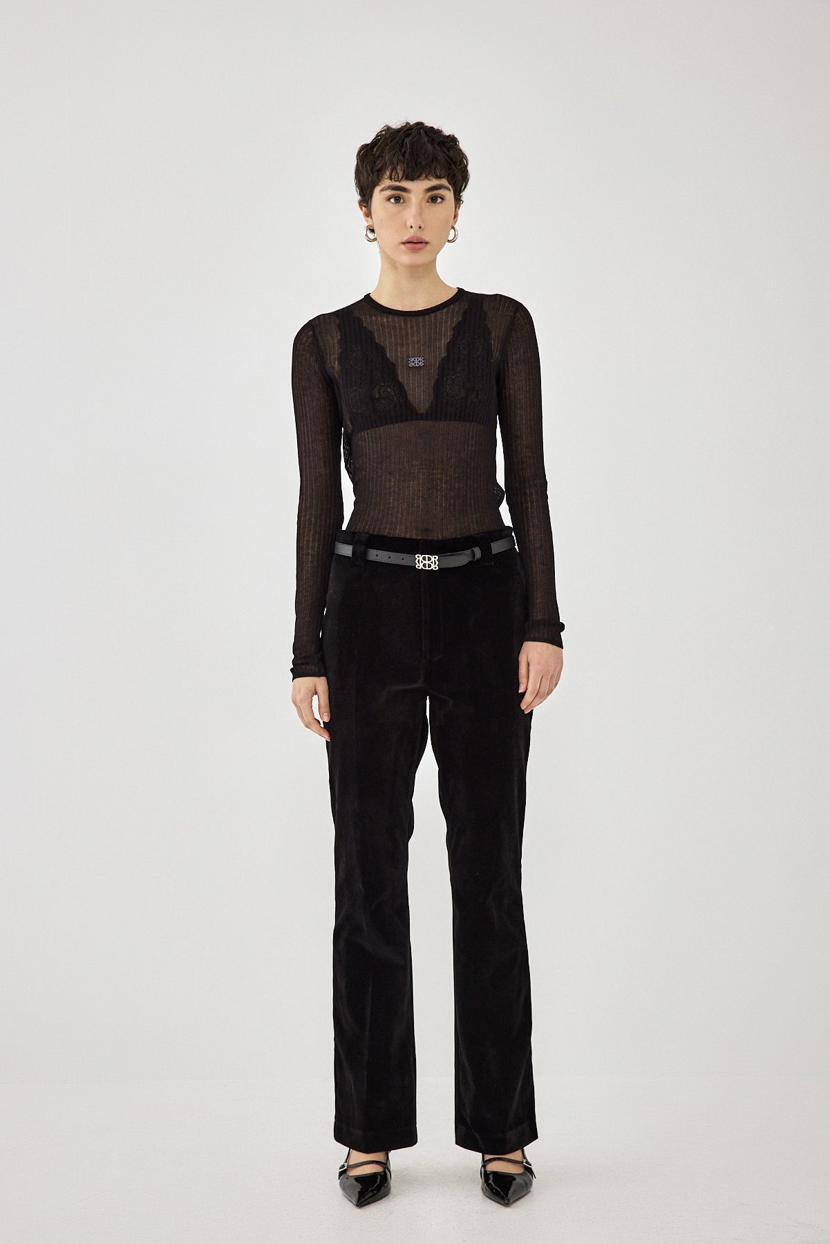 Rigid Velvet Bootcut Pants - Dé Rococo
