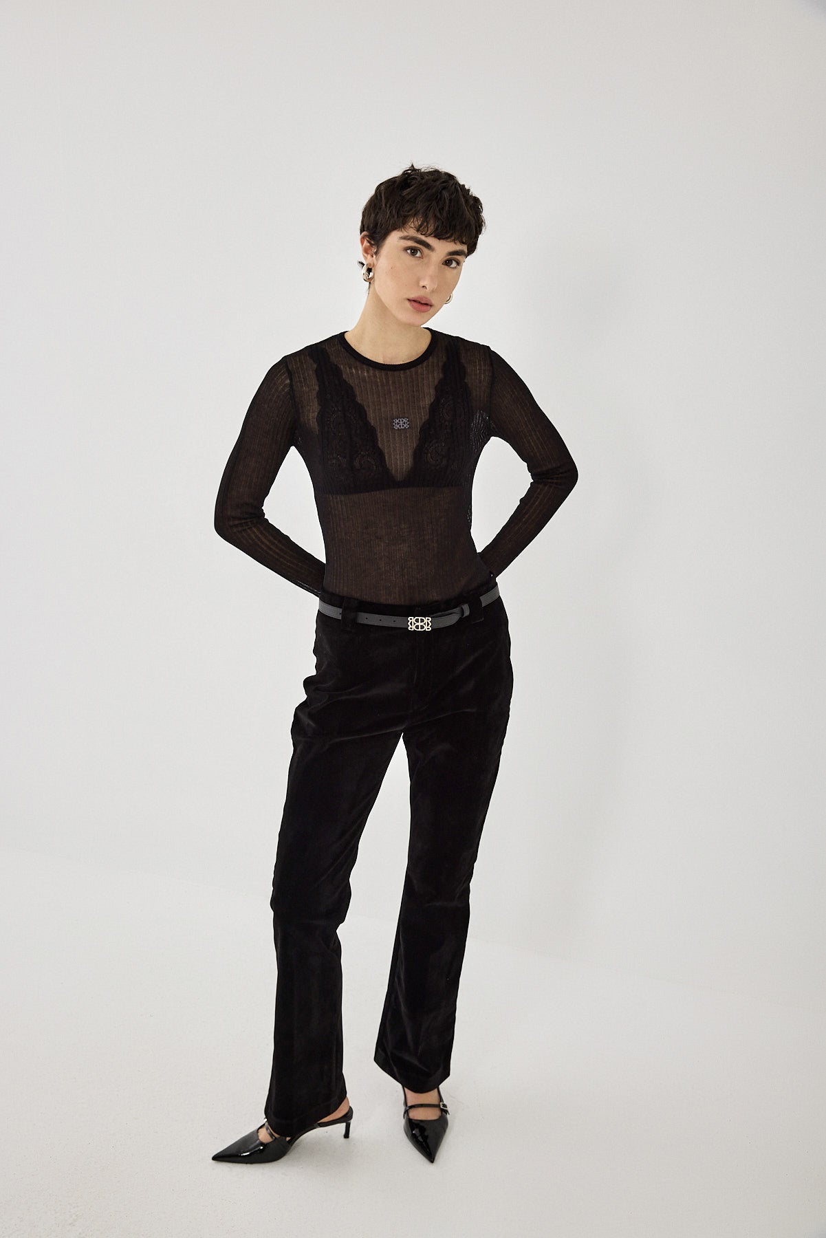 Rigid Velvet Bootcut Pants - Dé Rococo